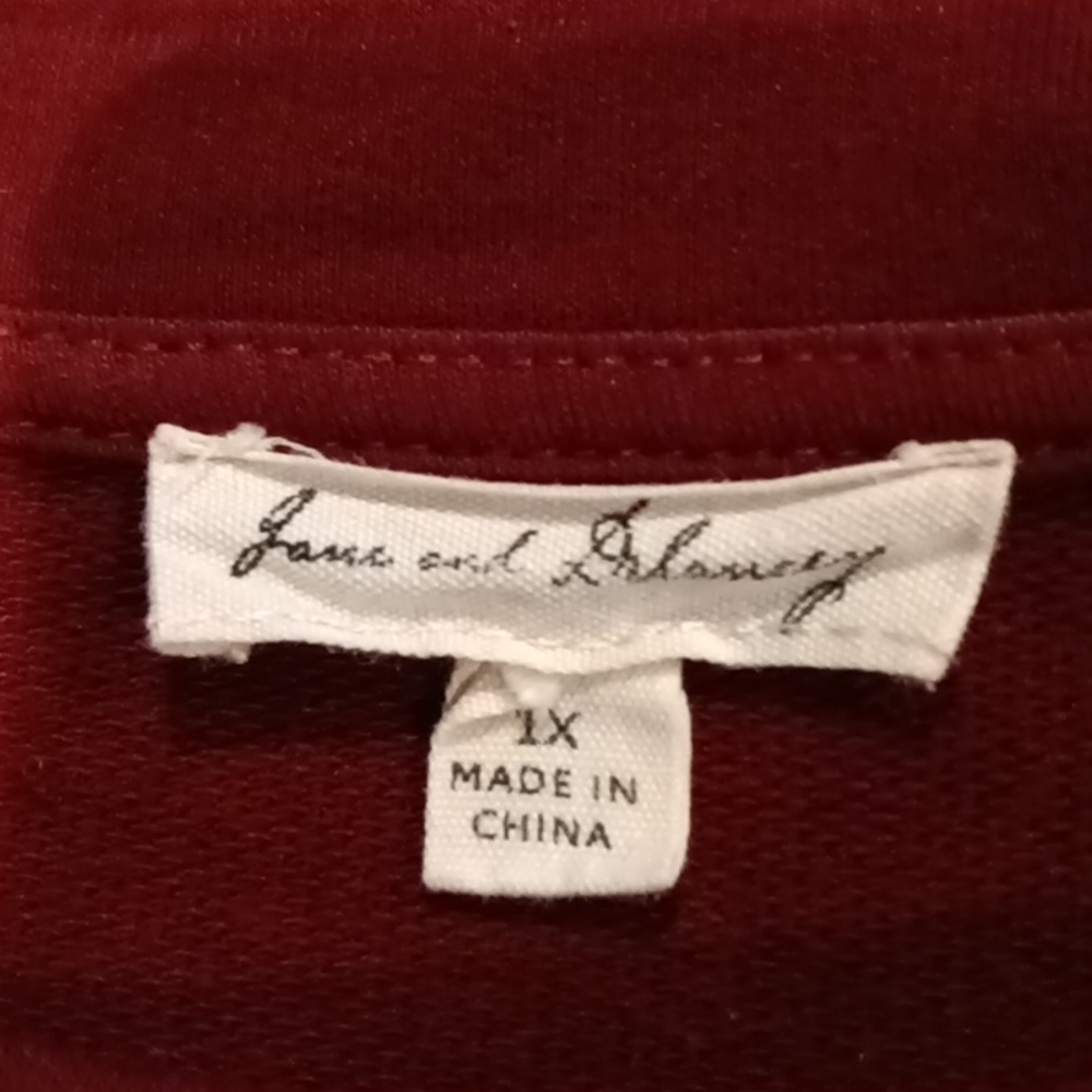 FINAL PRICE Jane & Delancey burgundy l/s shirt w curved hem 1X - Picture 6 of 6